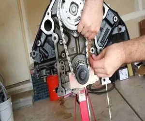 Timing engine with belt and chain